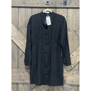Mango MNG Black Long-Sleeve Dress EcoVero Committed Recycled Fabric Size 6 M NWT